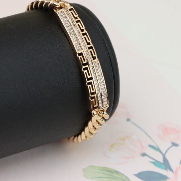 "Greek Key Crystal Bar Rose Gold Bracelet, XPBL0984 - Picture 9 of 12